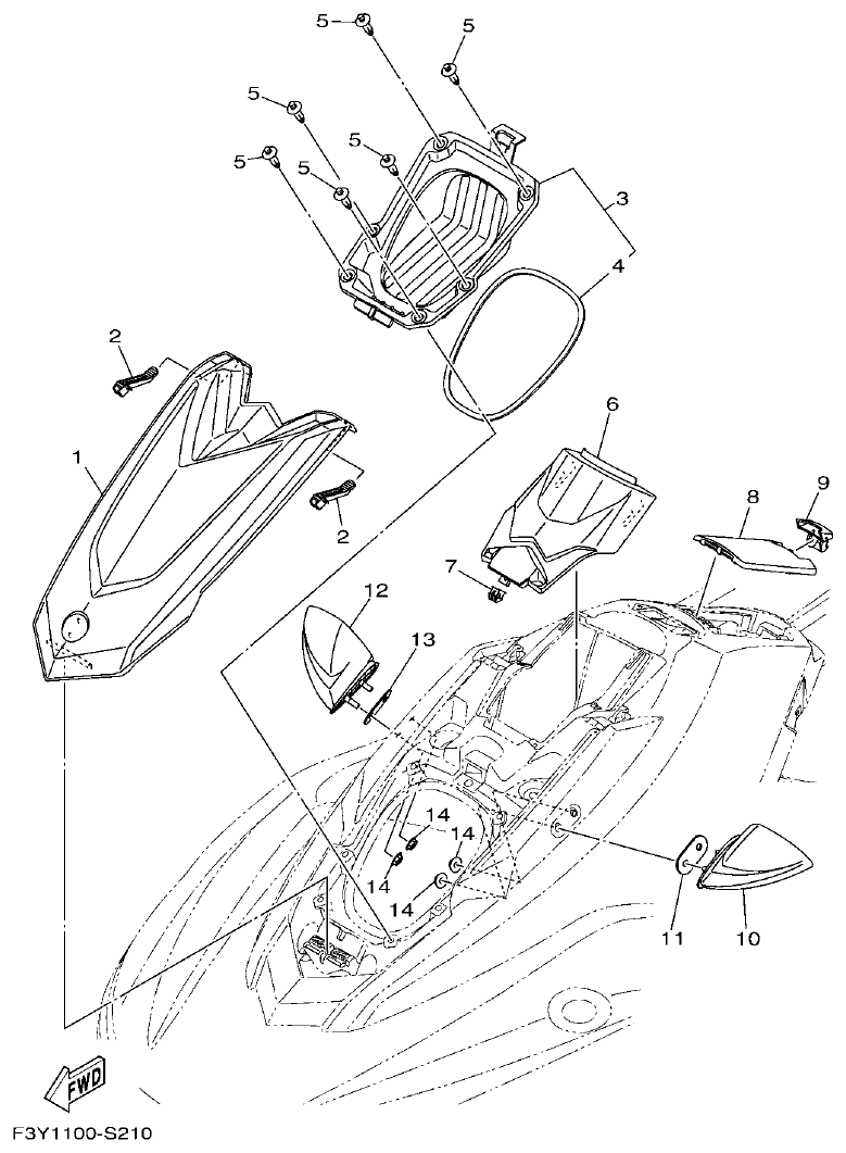 Yamaha EX1050B-S(F3Y36GAB6GA2 ENGINE HATCH 2 parts diagram